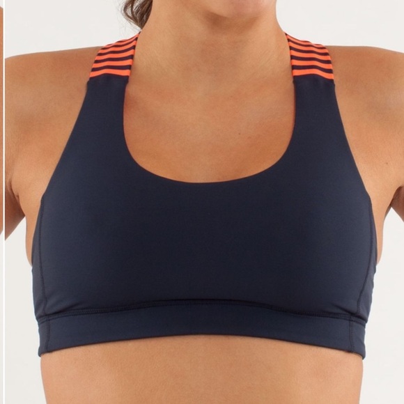 Lululemon All Sport Bra | Classic Stripe Light Flare Inkwell, Size 4 W2243S - Picture 3 of 9